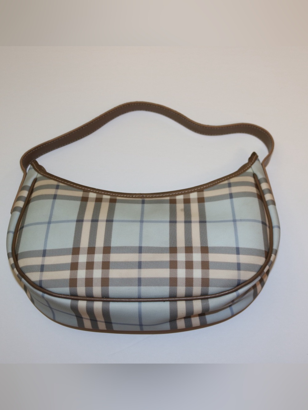 Burberry Plaid Shoulder Bag in Light Blue and Brown